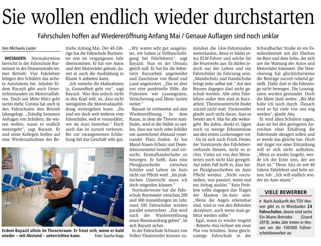Artikel Wiesbadener Kurier 27.04.2020